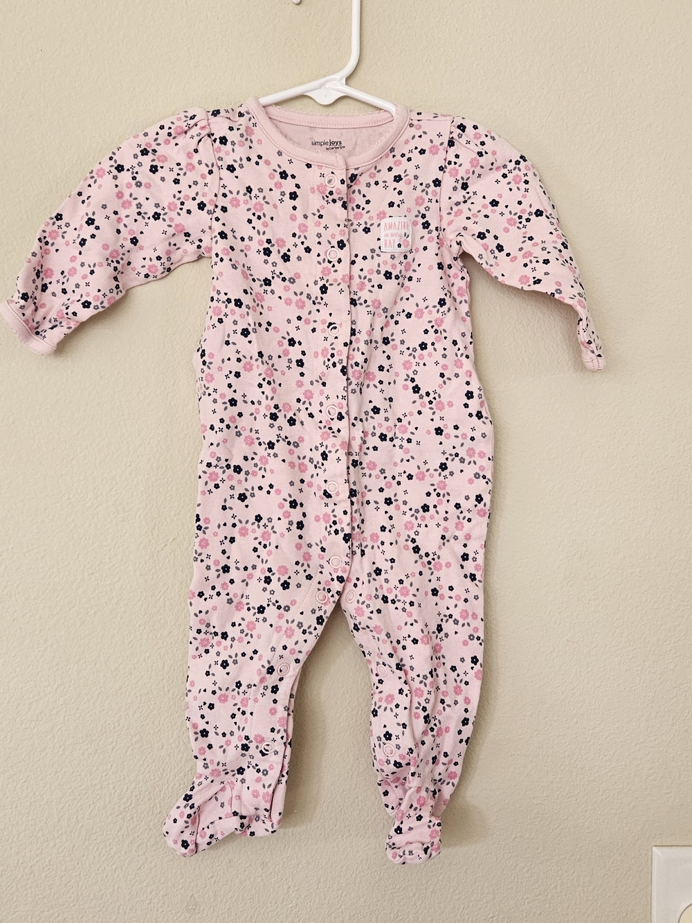 Simple Joys Pink Floral Footed One-Piece